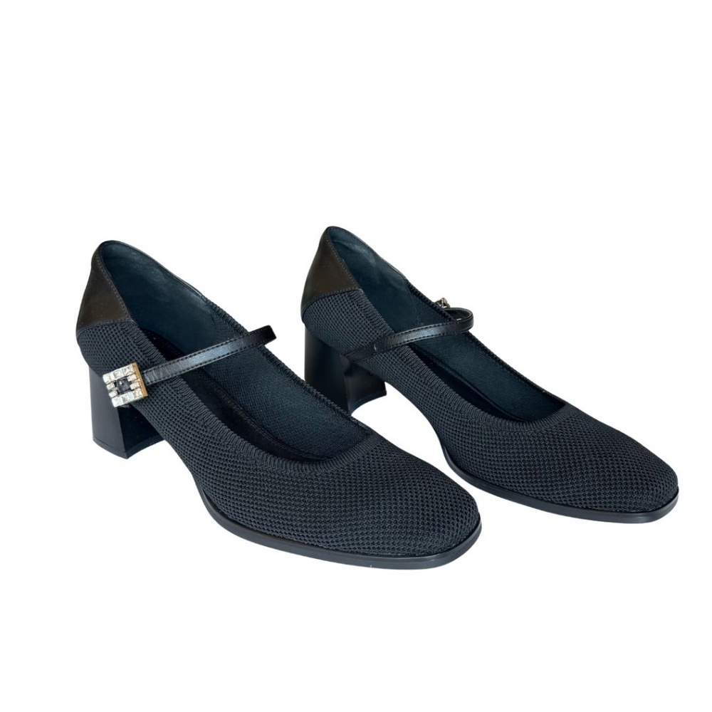 Cosy Island Black Mary Jane Shoes With Rhinestone Buckle Size 10 NWT With Box